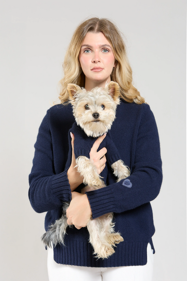 Maglia in lana e cachemire blu donna Twinies