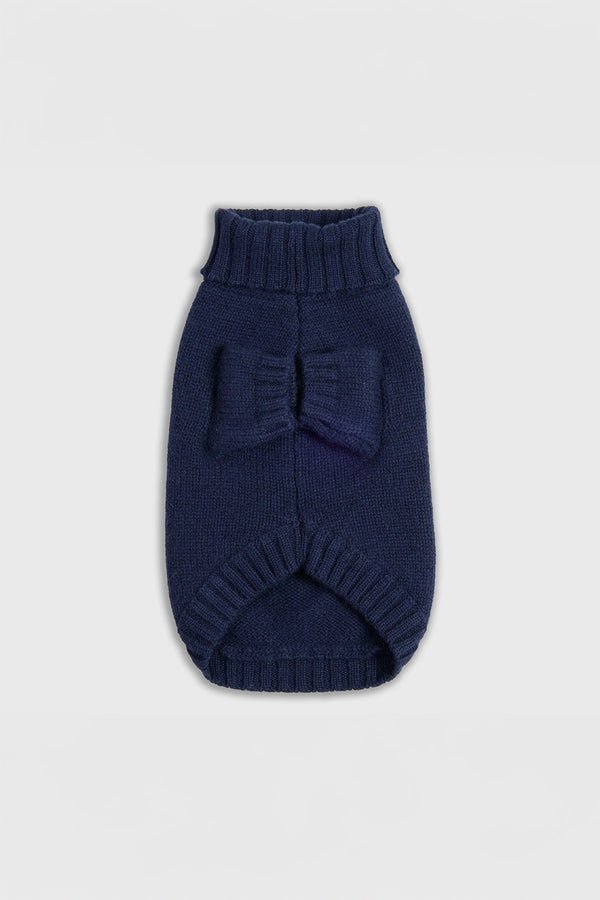 Maglia doggy in lana e cachemire blu donna Twinies