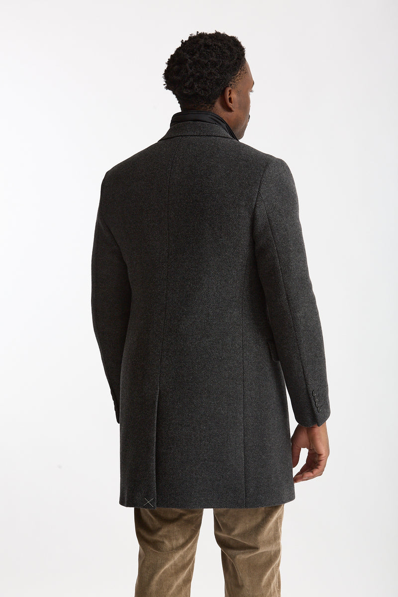 Cappotto monopetto double coat spigato grigio uomo Fay - 3