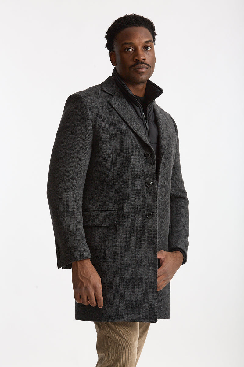Cappotto monopetto double coat spigato grigio uomo Fay - 4