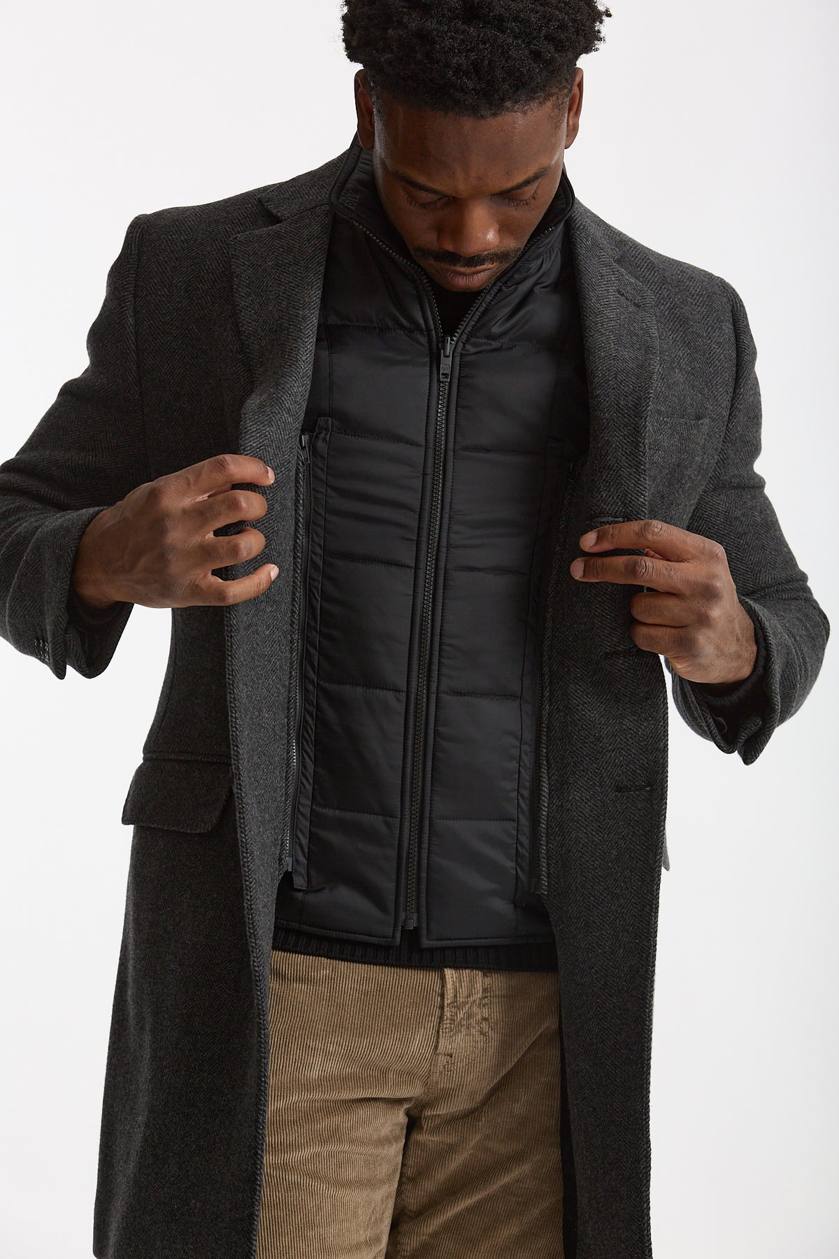 Cappotto monopetto double coat spigato grigio uomo Fay - 5