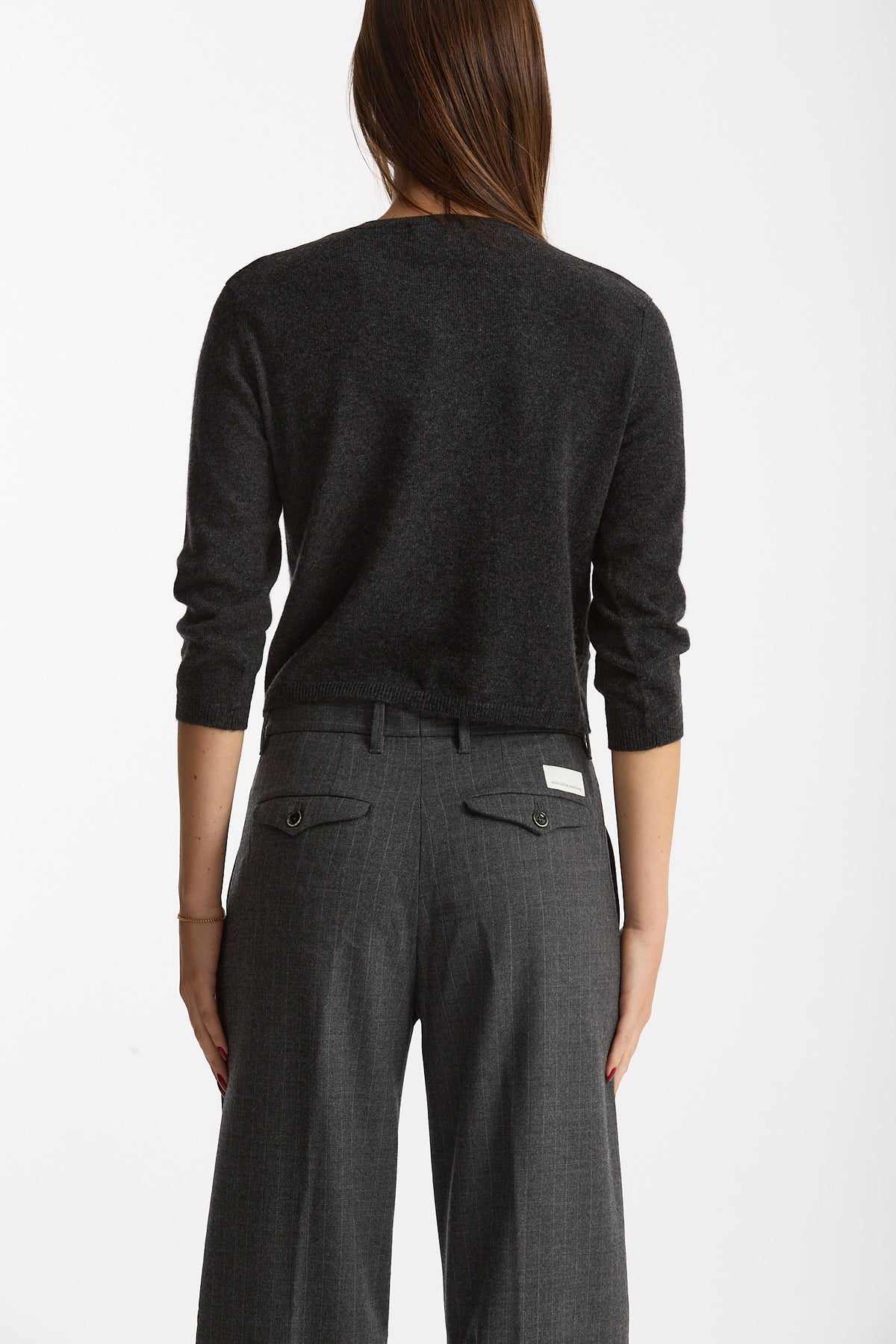 Cardigan slim in morbido cashmere grigio antracite donna Be you - 3