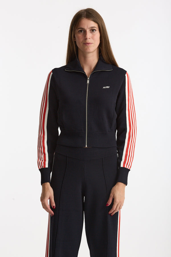 Felpa zip in viscosa blu donna Autry