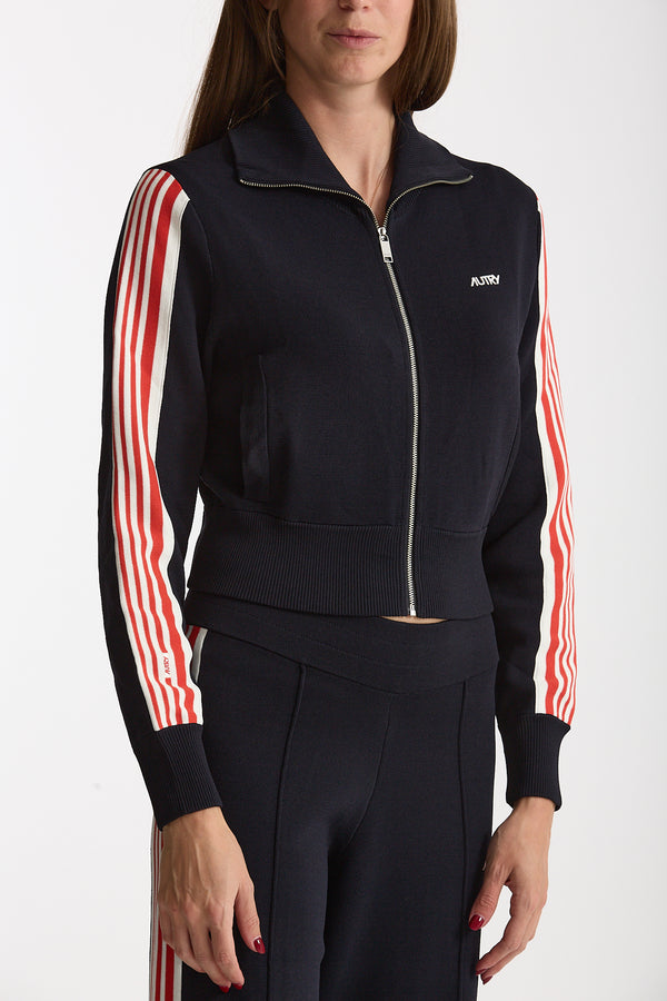 Felpa zip in viscosa blu donna Autry