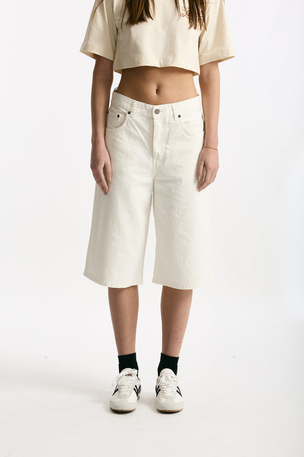 Bermuda in cotone e lino vita alta donna Haikure