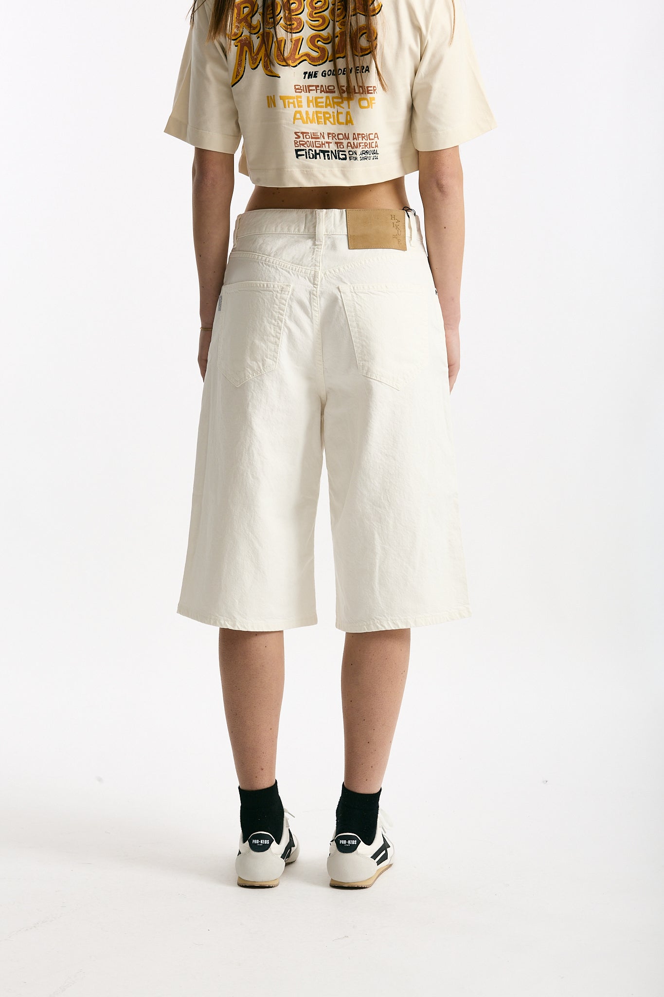 Bermuda in cotone e lino vita alta donna Haikure - 3