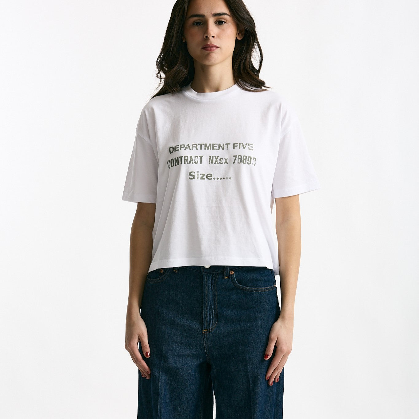 T-shirt boxy bianco donna Department five - 6