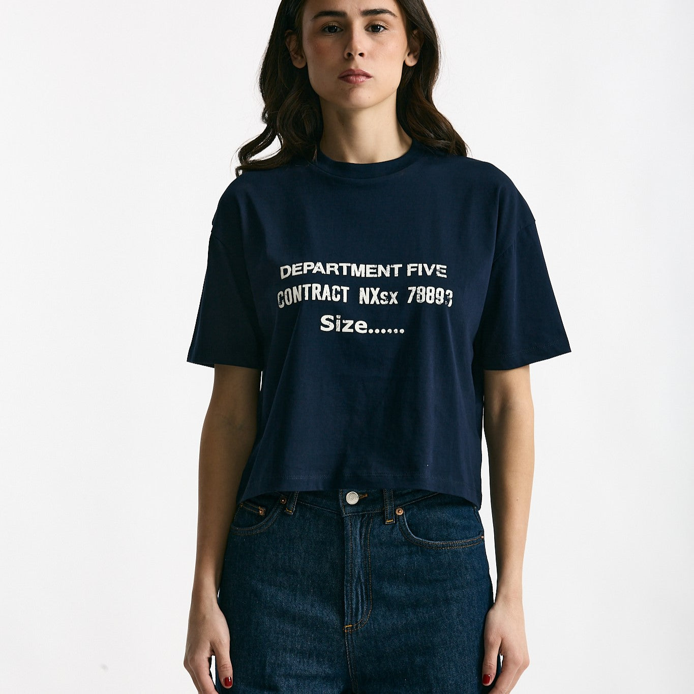 T-shirt boxy blu con stampa donna Department five - 7