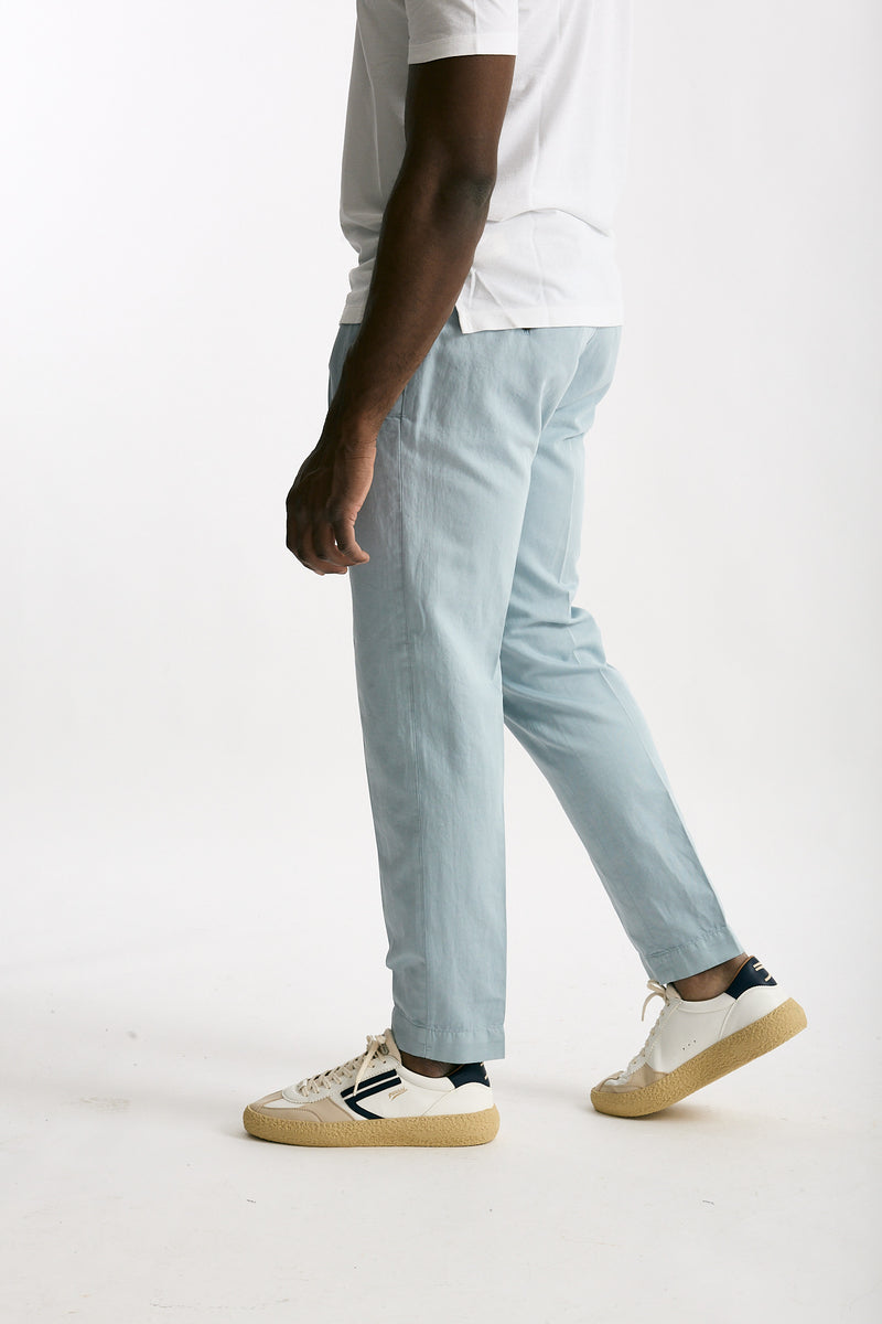Pantalone azzurro Cotone e lino uomo Incotex - 3