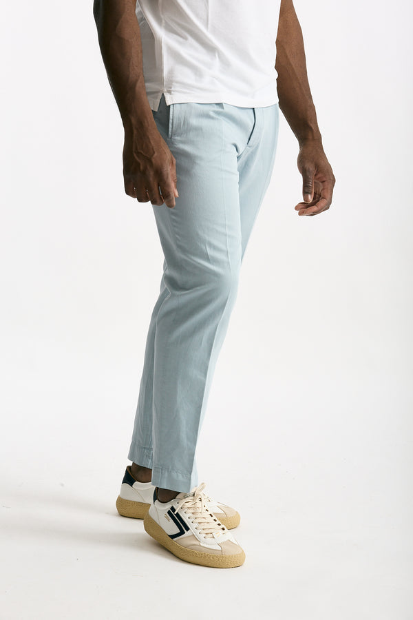 Pantalone azzurro Cotone e lino uomo Incotex