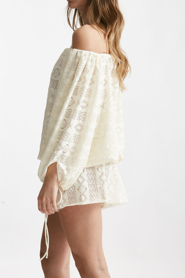 jumpsuit scollata in sangallo panna donna The andamane