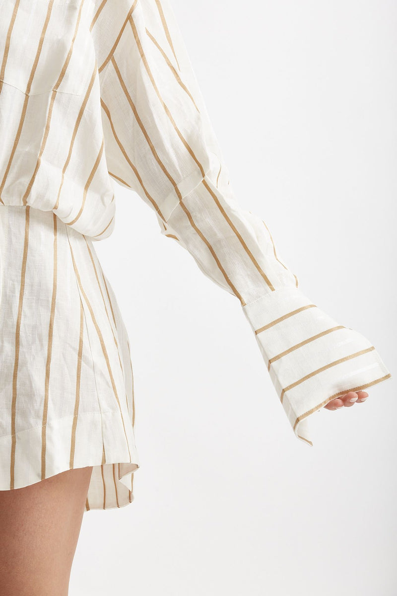 abito camicia rigato bianco e cammello donna The andamane - 6