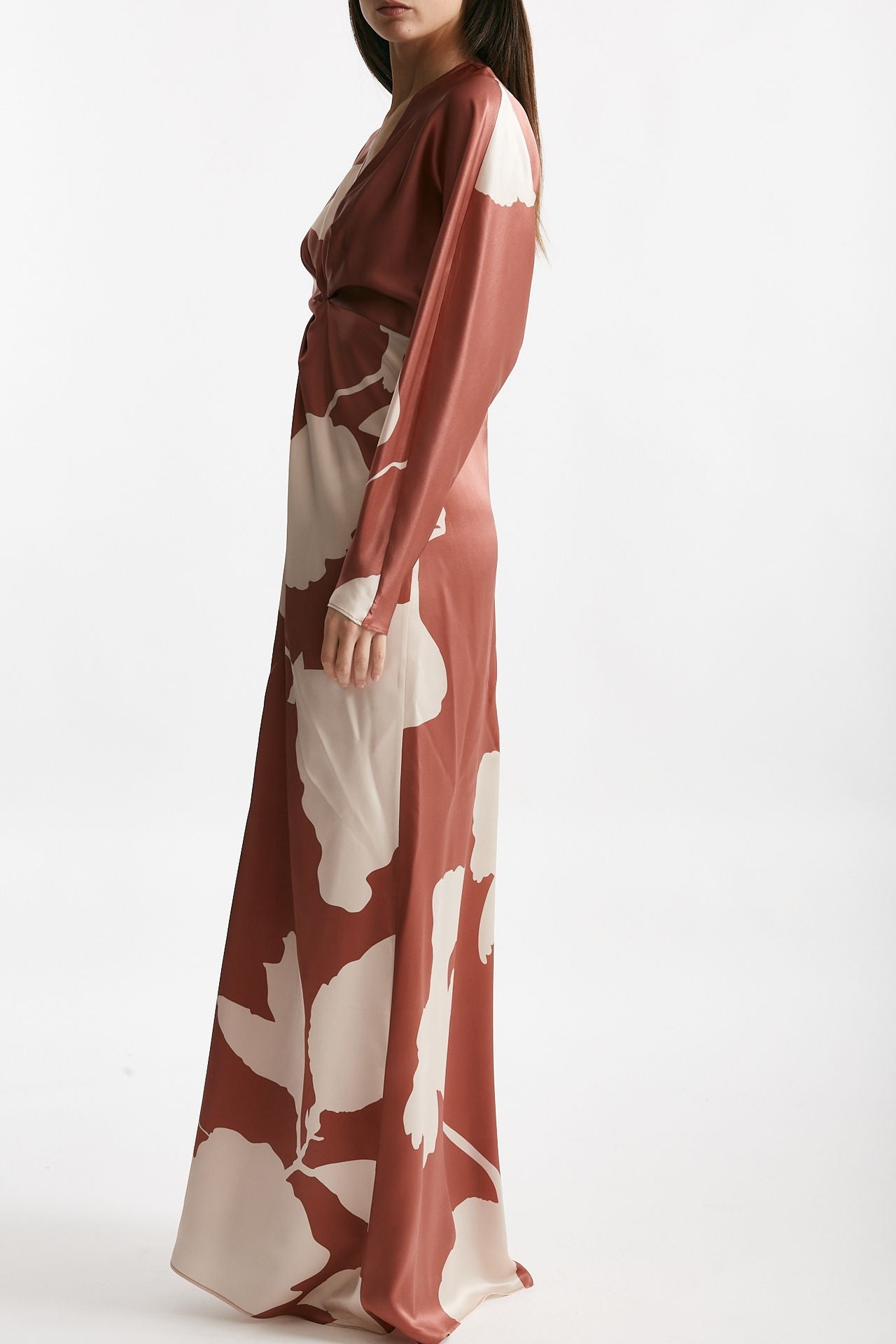 abito lungo in raso di seta fantasia donna Antonelli firenze - 2