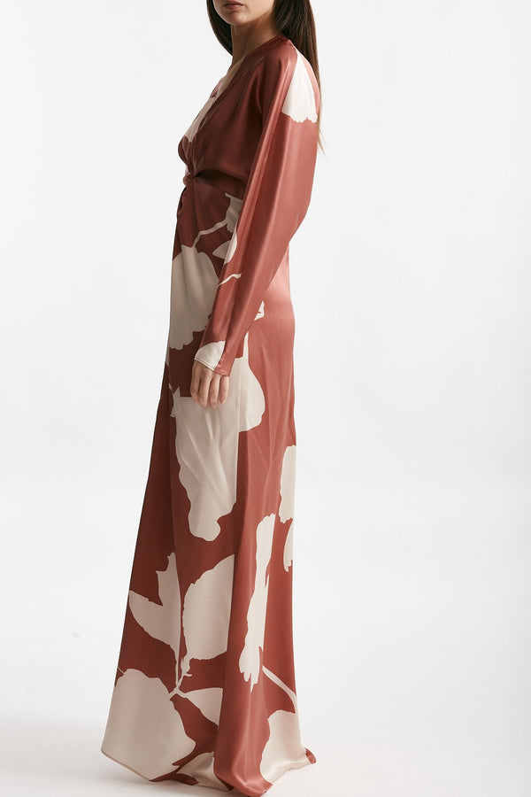 abito lungo in raso di seta fantasia donna Antonelli firenze
