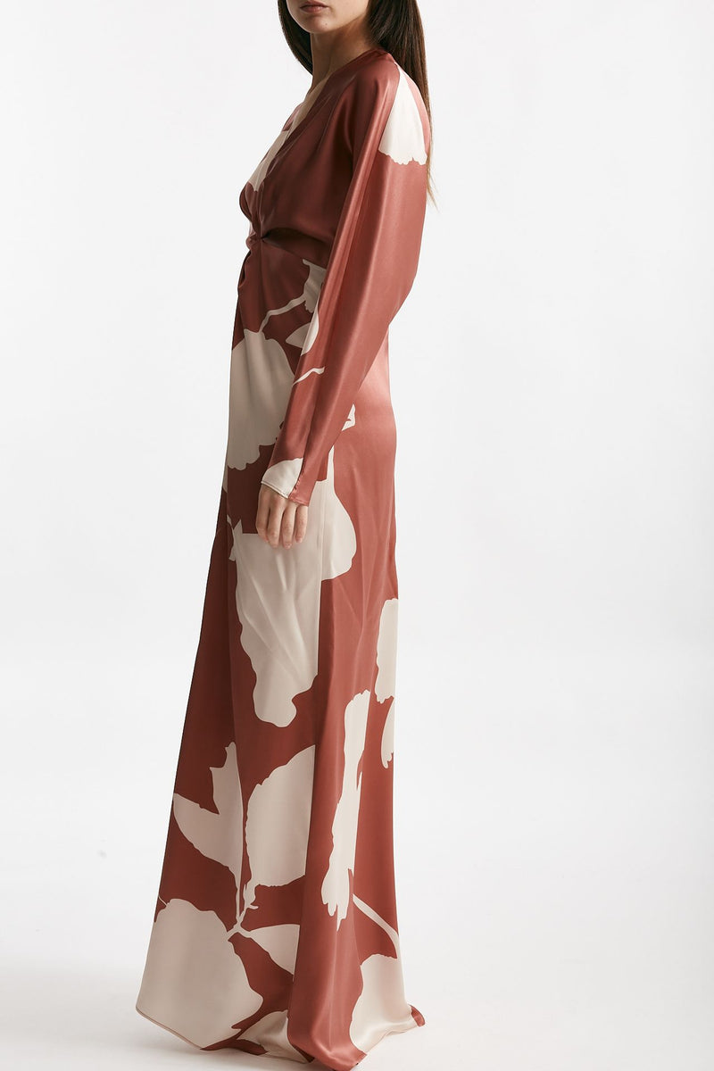 abito lungo in raso di seta fantasia donna Antonelli firenze - 2