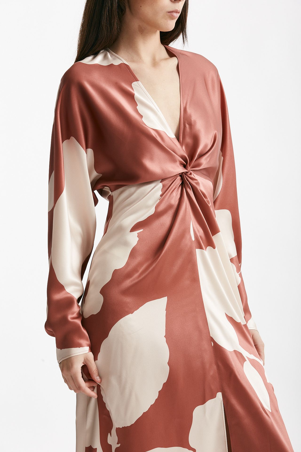 abito lungo in raso di seta fantasia donna Antonelli firenze - 5