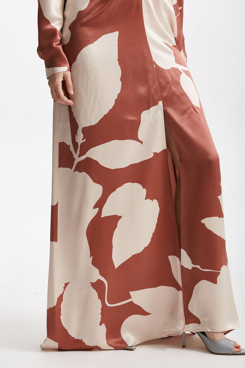 abito lungo in raso di seta fantasia donna Antonelli firenze - 6