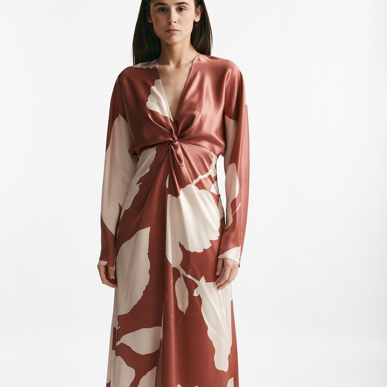 abito lungo in raso di seta fantasia donna Antonelli firenze - 7