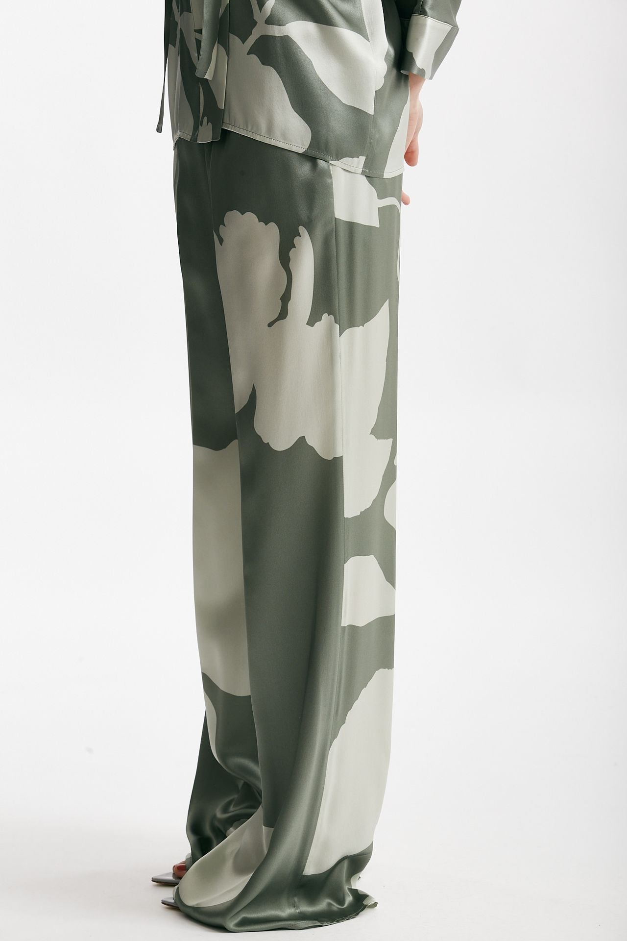 pantalone fluido in raso di pura seta fantasia donna Antonelli firenze - 2