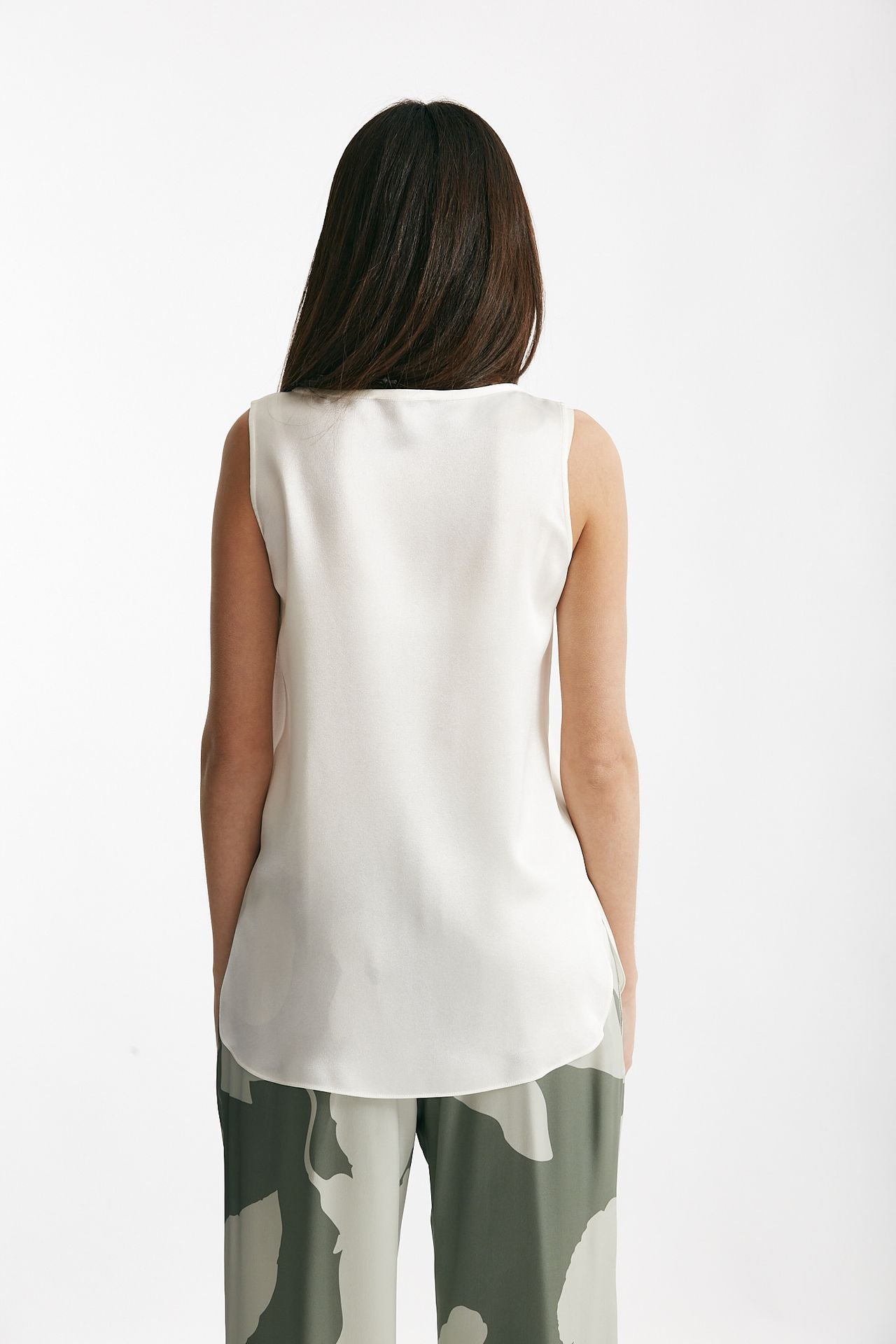 top in misto seta bianco donna Antonelli firenze - 3