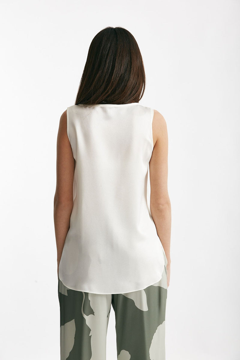 top in misto seta bianco donna Antonelli firenze - 3