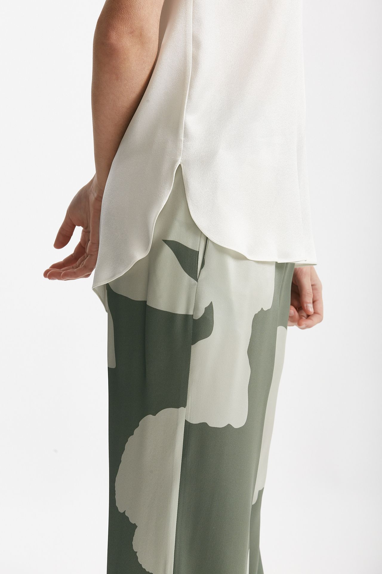 top in misto seta bianco donna Antonelli firenze - 4