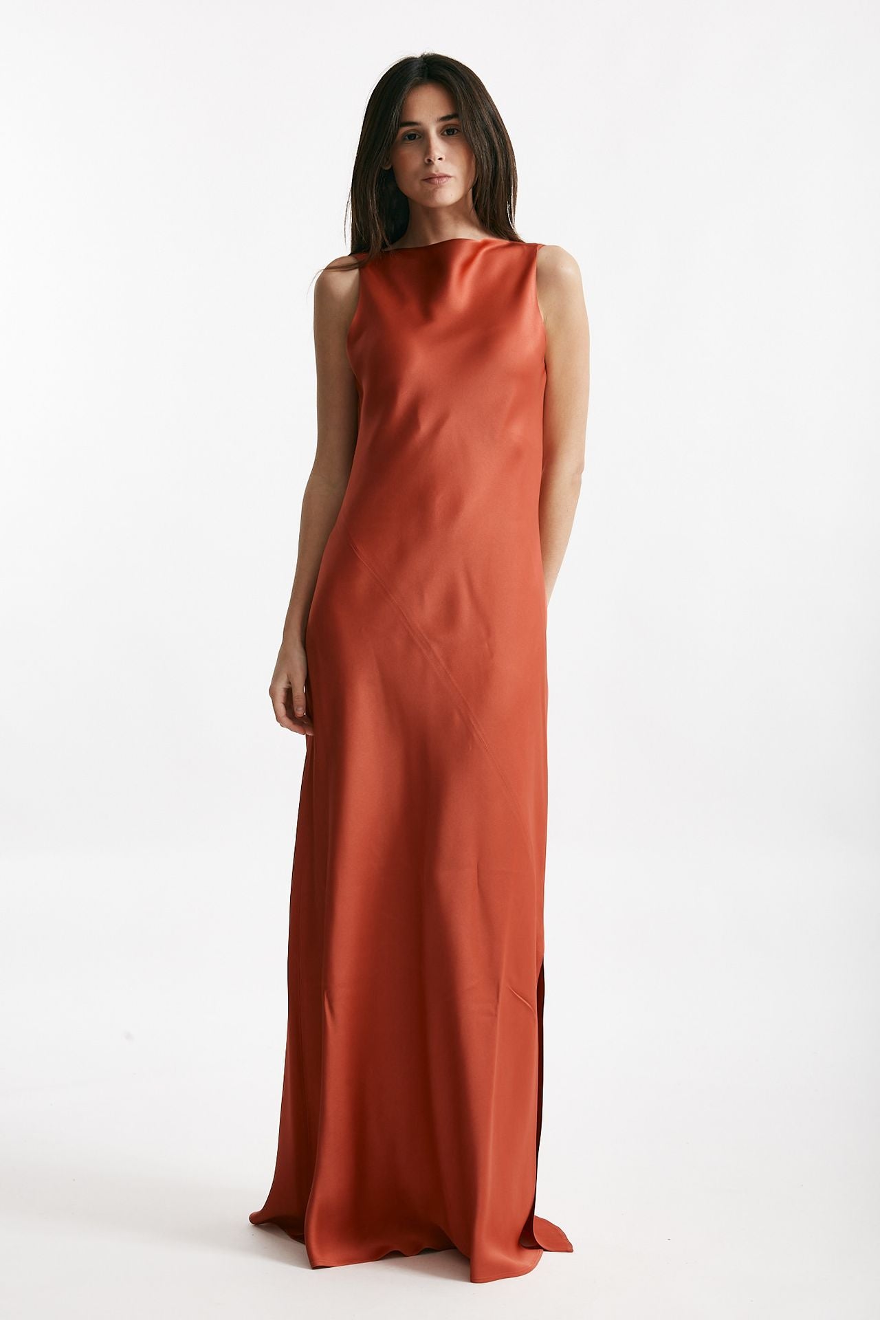 abito lungo rosso corallo donna Antonelli firenze - 1