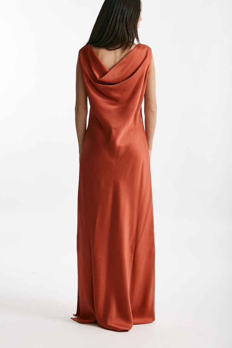 abito lungo rosso corallo donna Antonelli firenze - 3