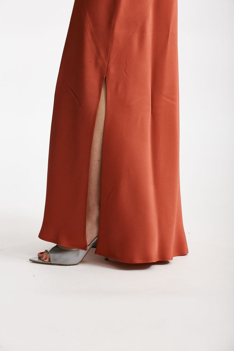 abito lungo rosso corallo donna Antonelli firenze - 6