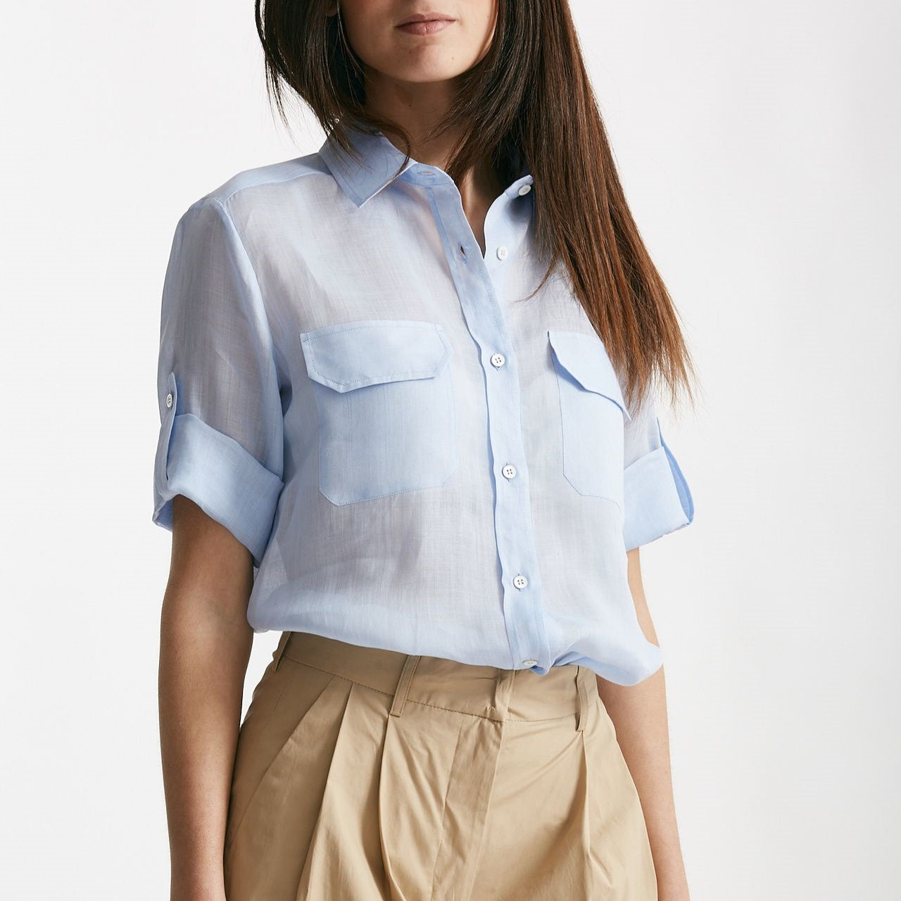 camicia in ramie azzurro donna Antonelli firenze - 6