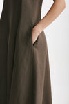 abito in viscosa e lino marrone donna Antonelli firenze - 6