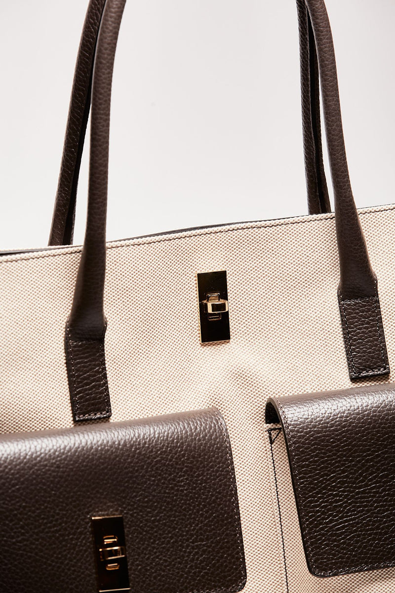 borsa in pelle e canvas soledad testa di moro donna Avenue 67 - 4