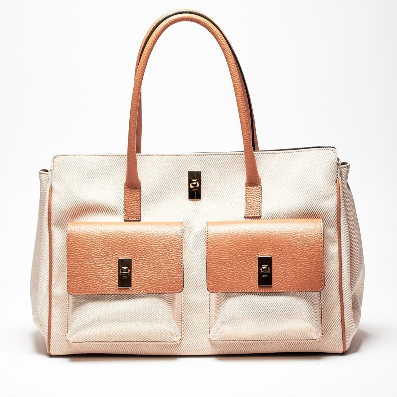 borsa in pelle e canvas soledad cuoio donna Avenue 67 - 8