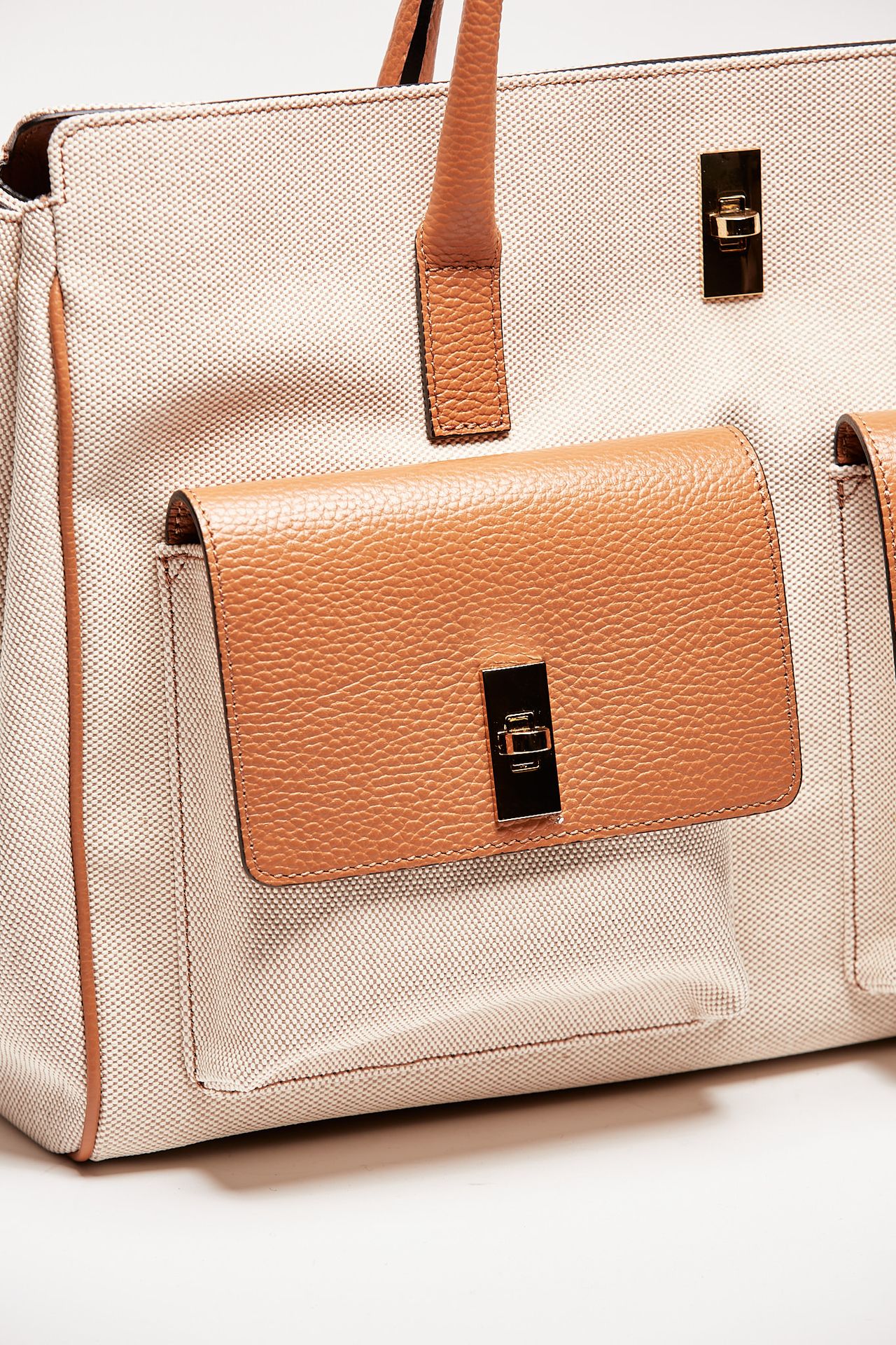 borsa in pelle e canvas soledad cuoio donna Avenue 67 - 6