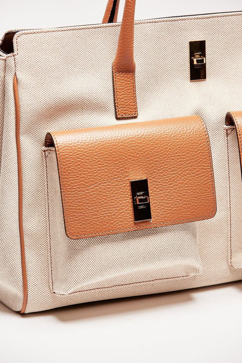 borsa in pelle e canvas soledad cuoio donna Avenue 67 - 6