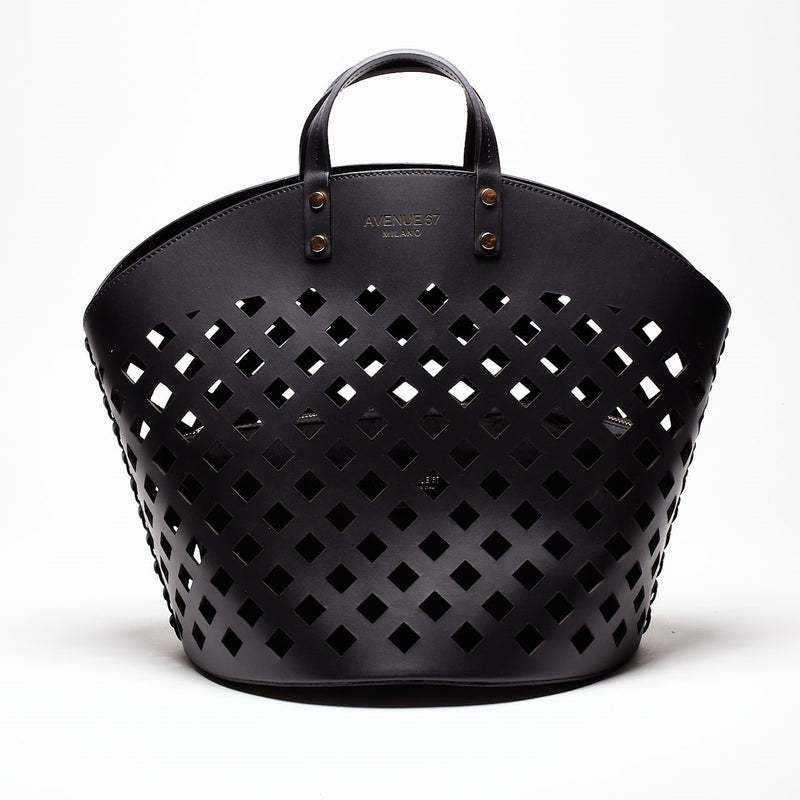 borsa shopper eliza in pelle nero donna Avenue 67