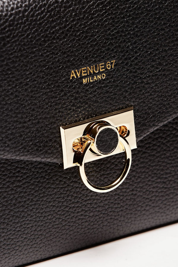 borsa media semirigida rosalie in pelle nero donna Avenue 67