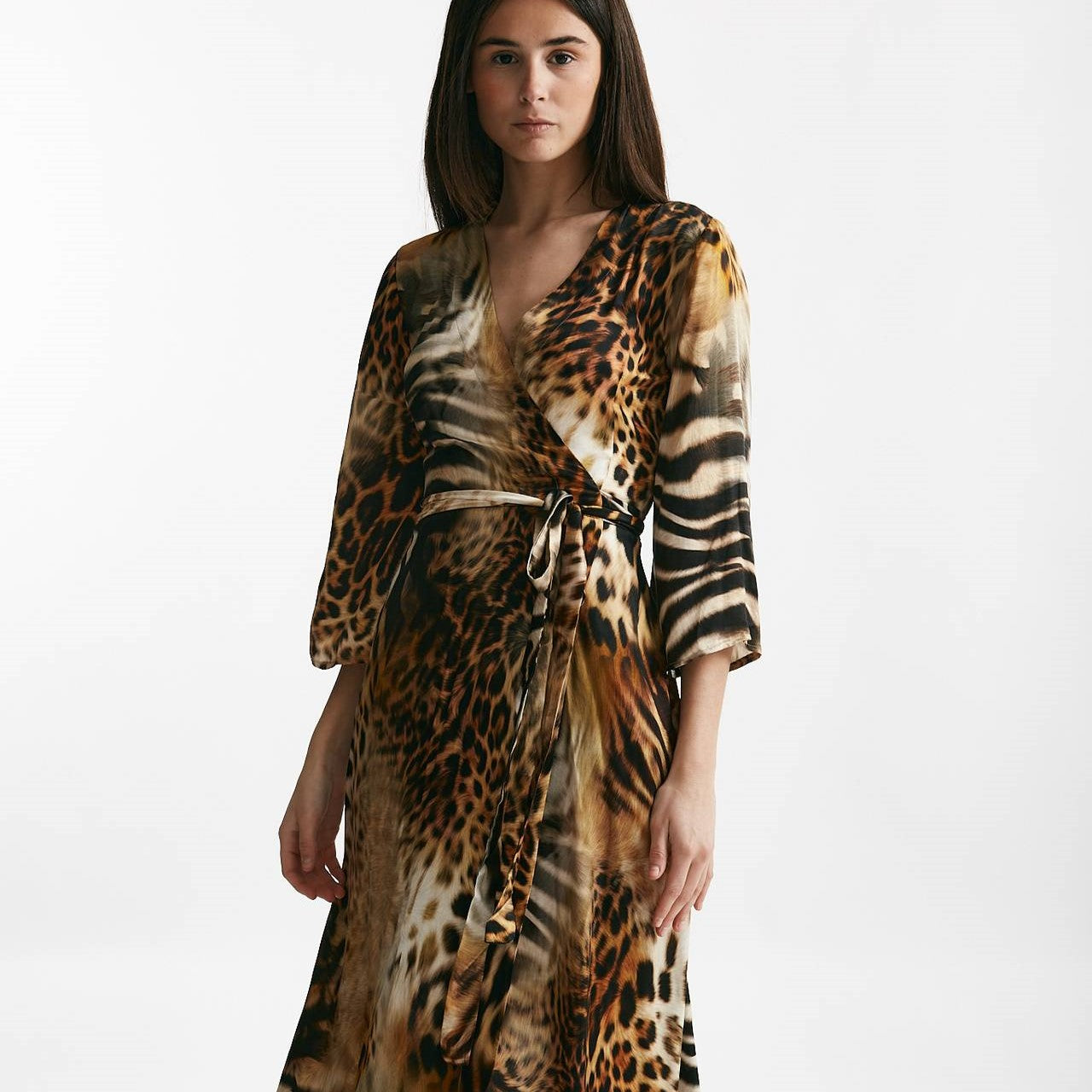 abito wrap animalier scollo incrociato donna Bellini - 10