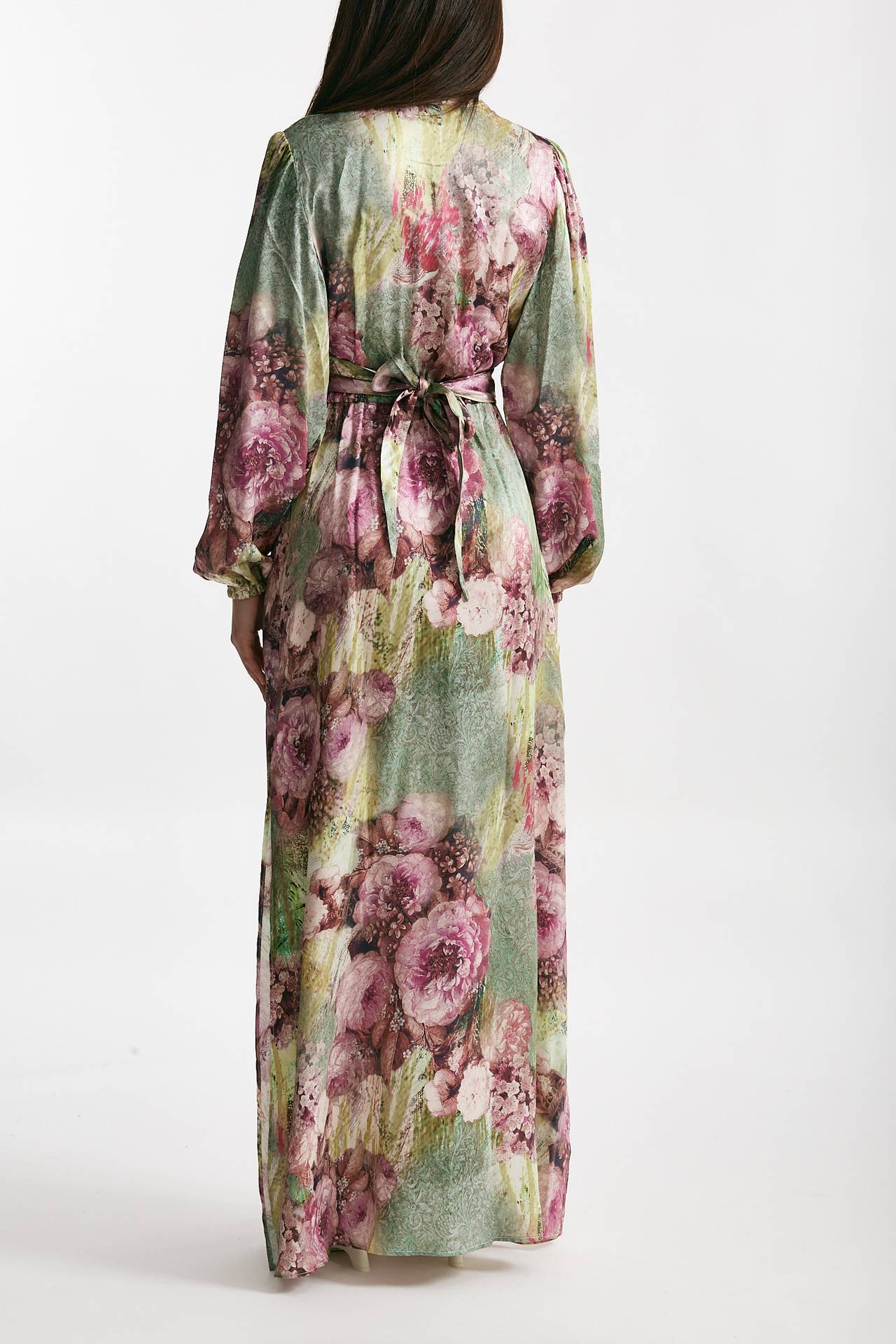 abito lungo fantasia rosa e verde donna Bellini - 3