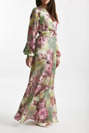 abito lungo fantasia rosa e verde donna Bellini - 4