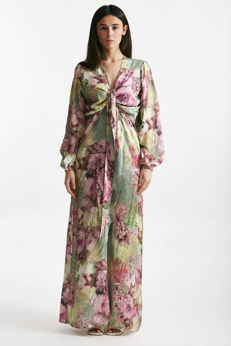 abito lungo fantasia rosa e verde donna Bellini - 6