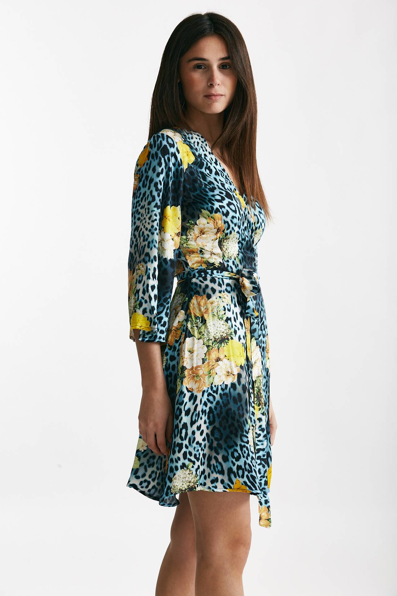 abito corto wrap fantasia animalier donna Bellini - 1