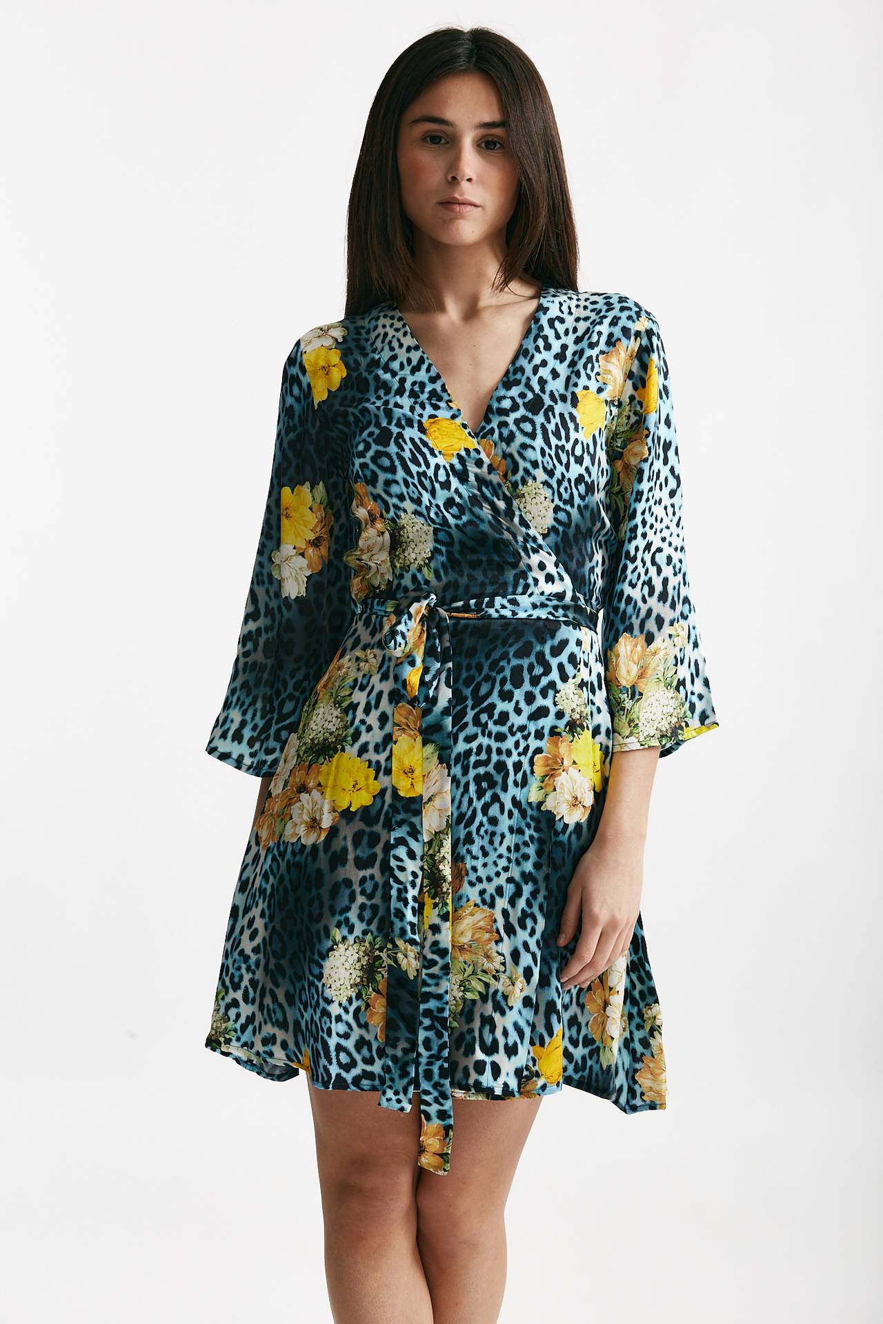 abito corto wrap fantasia animalier donna Bellini - 4