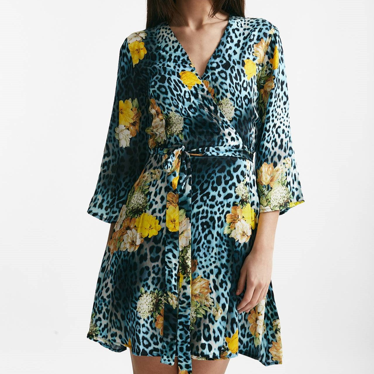 abito corto wrap fantasia animalier donna Bellini - 6