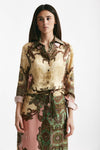 camicia in fantasia beige rosa e verde donna Bellini - 1