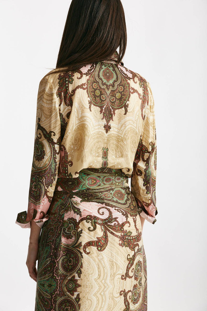 camicia in fantasia beige rosa e verde donna Bellini - 3
