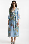 abito wrap in fantasia fantasia fondo azzurro donna Bellini - 1