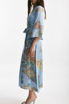 abito wrap in fantasia fantasia fondo azzurro donna Bellini - 2