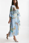 abito wrap in fantasia fantasia fondo azzurro donna Bellini - 4