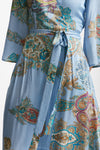 abito wrap in fantasia fantasia fondo azzurro donna Bellini - 5